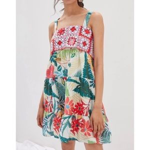 NWT FARM Rio Anthropologie Crochet Floral Mini Dress L